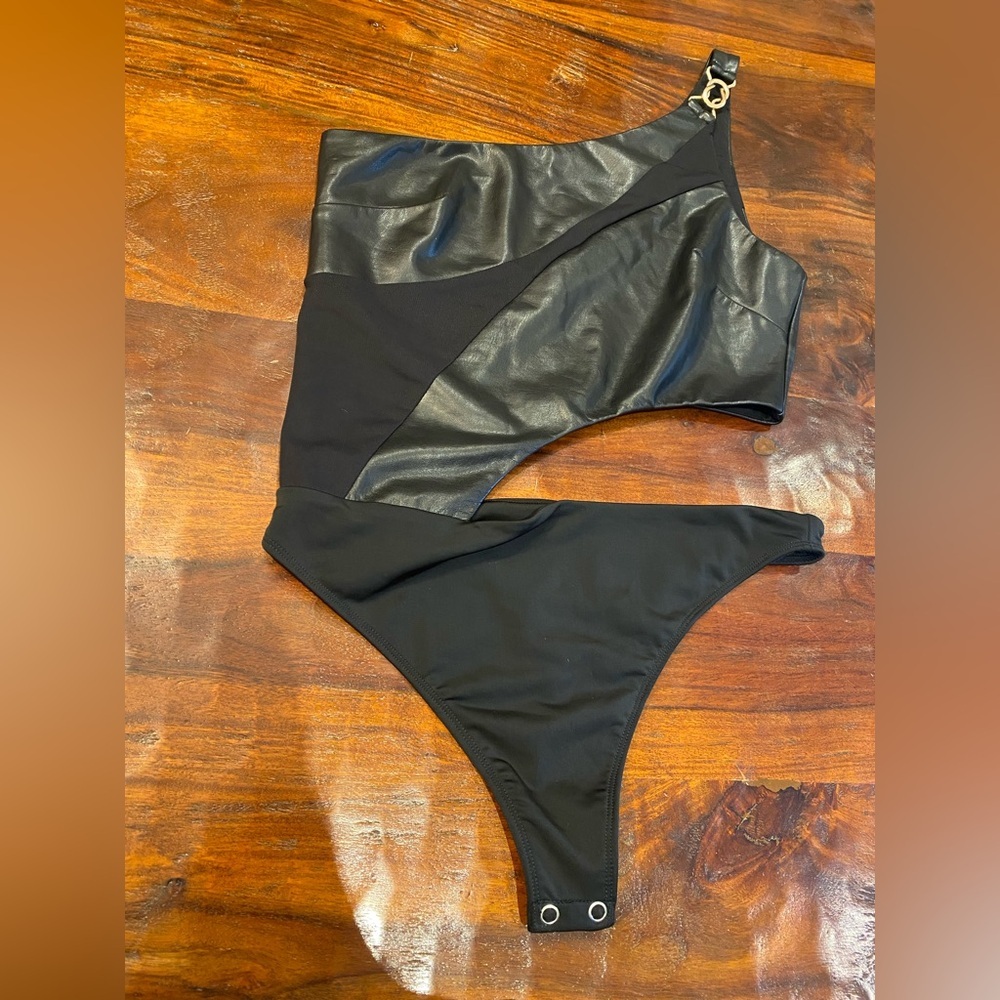 REVOLVE + Michael Costello x Kofi Bodysuit Faux Leather and Mesh Size M - Picture 5 of 13